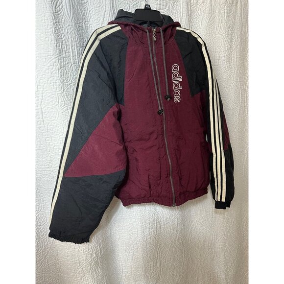 VINTAGE ADIDAS MEN'S SZ SMALL LOGO 90'S NYLON JACKET LARGE TREFOIL
